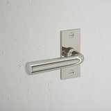 Apsley Short Plate Sprung Door Handle - Polished Nickel