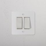 2G Two Way Rocker Switch - Paintable Polished Nickel White