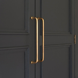 Two Antique Brass Cupboard Furniture Handle On Black Cupboard