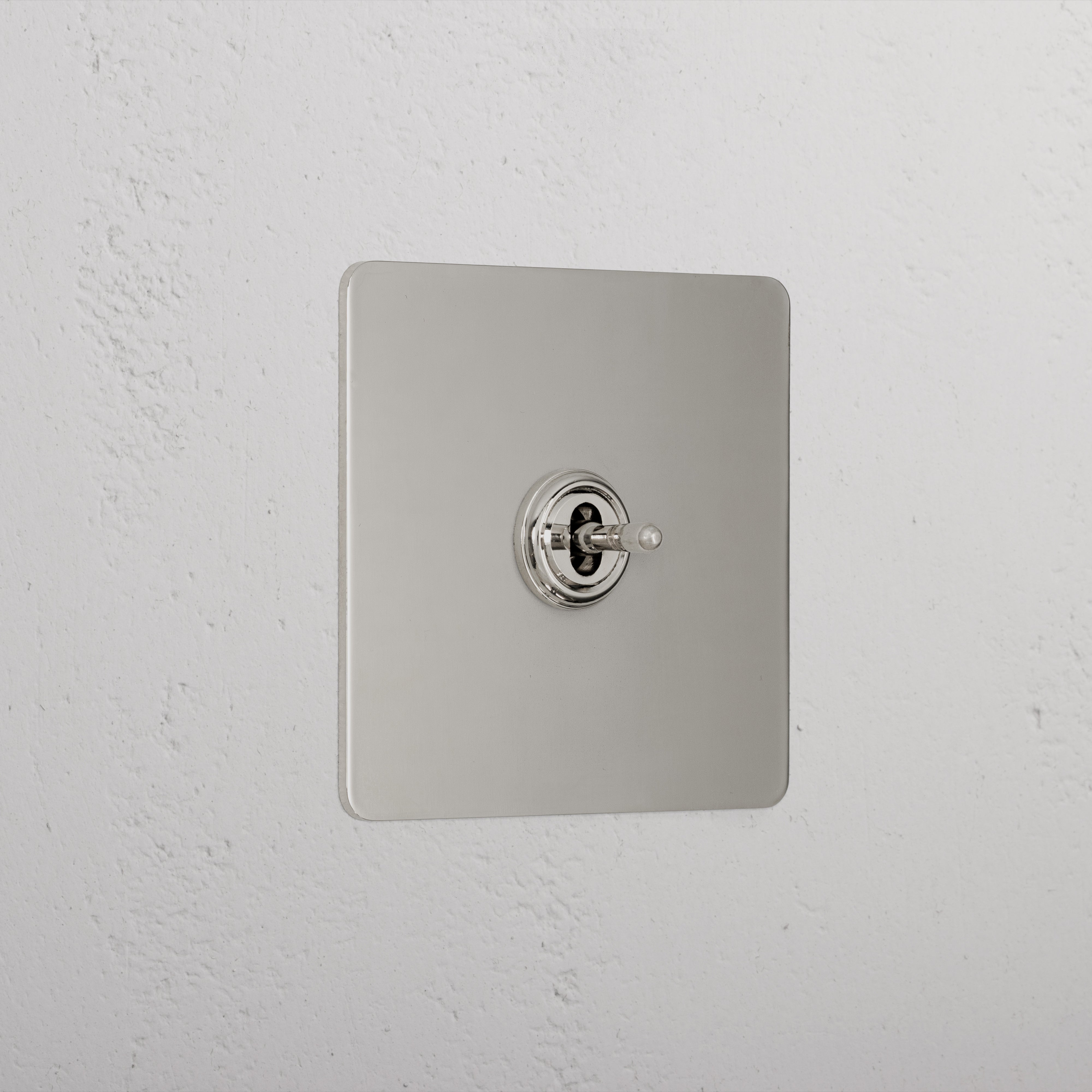 1G Centre Retractive Toggle Switch - Polished Nickel