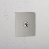 1G Centre Retractive Toggle Switch - Polished Nickel