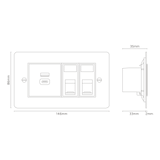2x CAT 6 + USB A+C Fast Charge Socket - Bronze Black