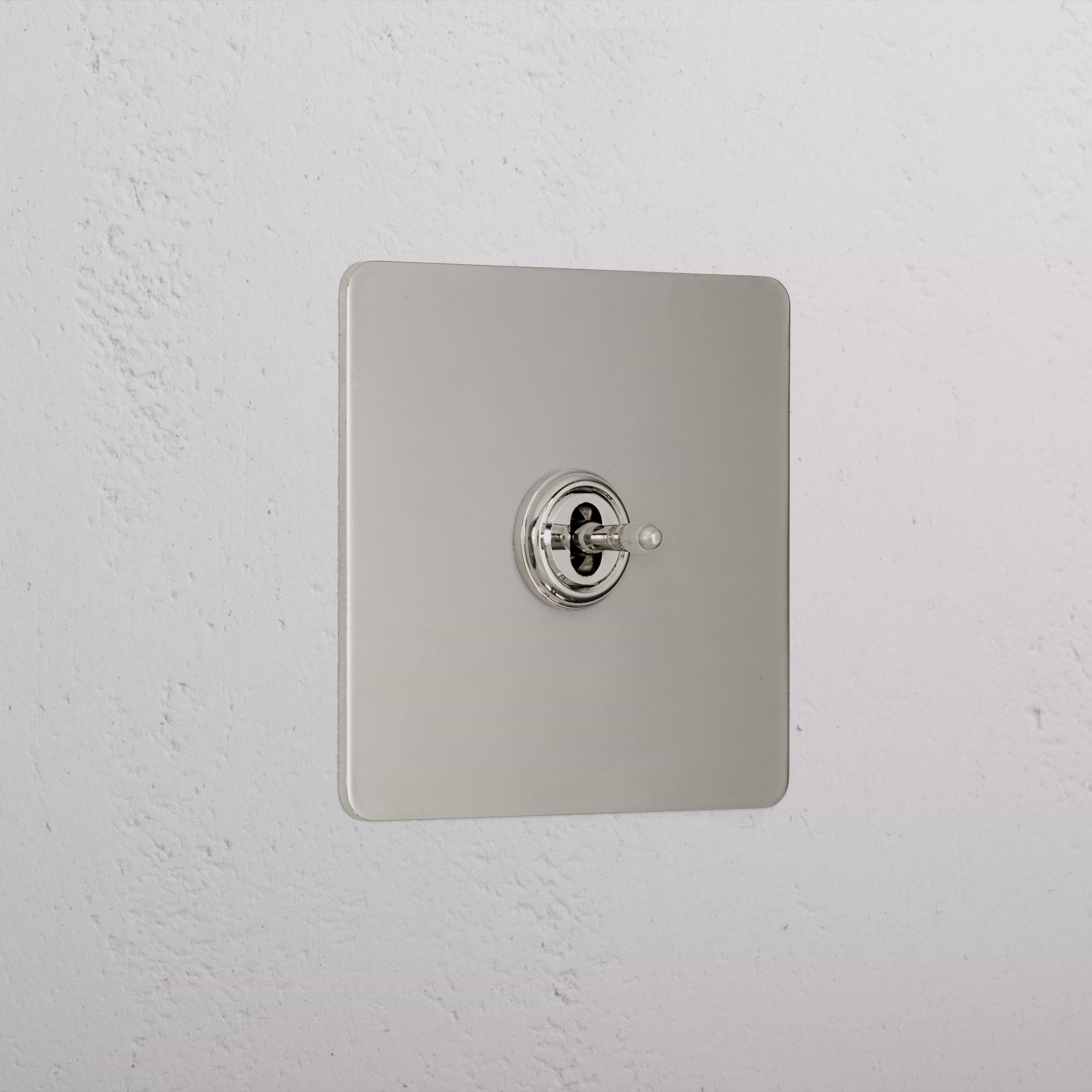 1G Centre Retractive Toggle Switch - Polished Nickel