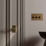 Clayton Short Plate Sprung Door Handle - Antique Brass