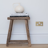 Double Socket UK - Antique Brass White