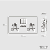 Double Socket with USB-C Fast Charge - Paintable Black