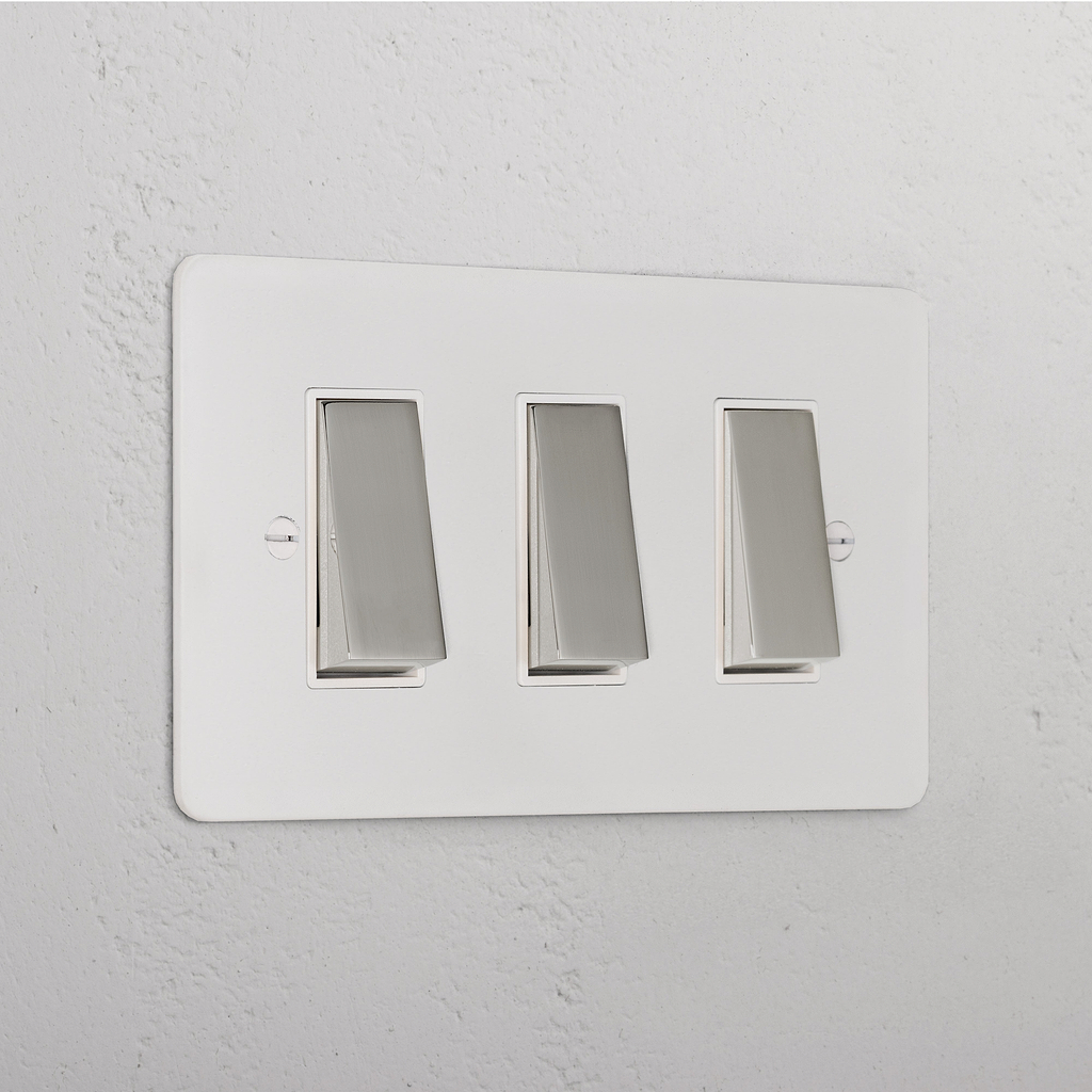3G Two Way Rocker Switch _ Paintable Polished Nickel White