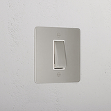 1G Double Pole Rocker Switch - Polished Nickel White