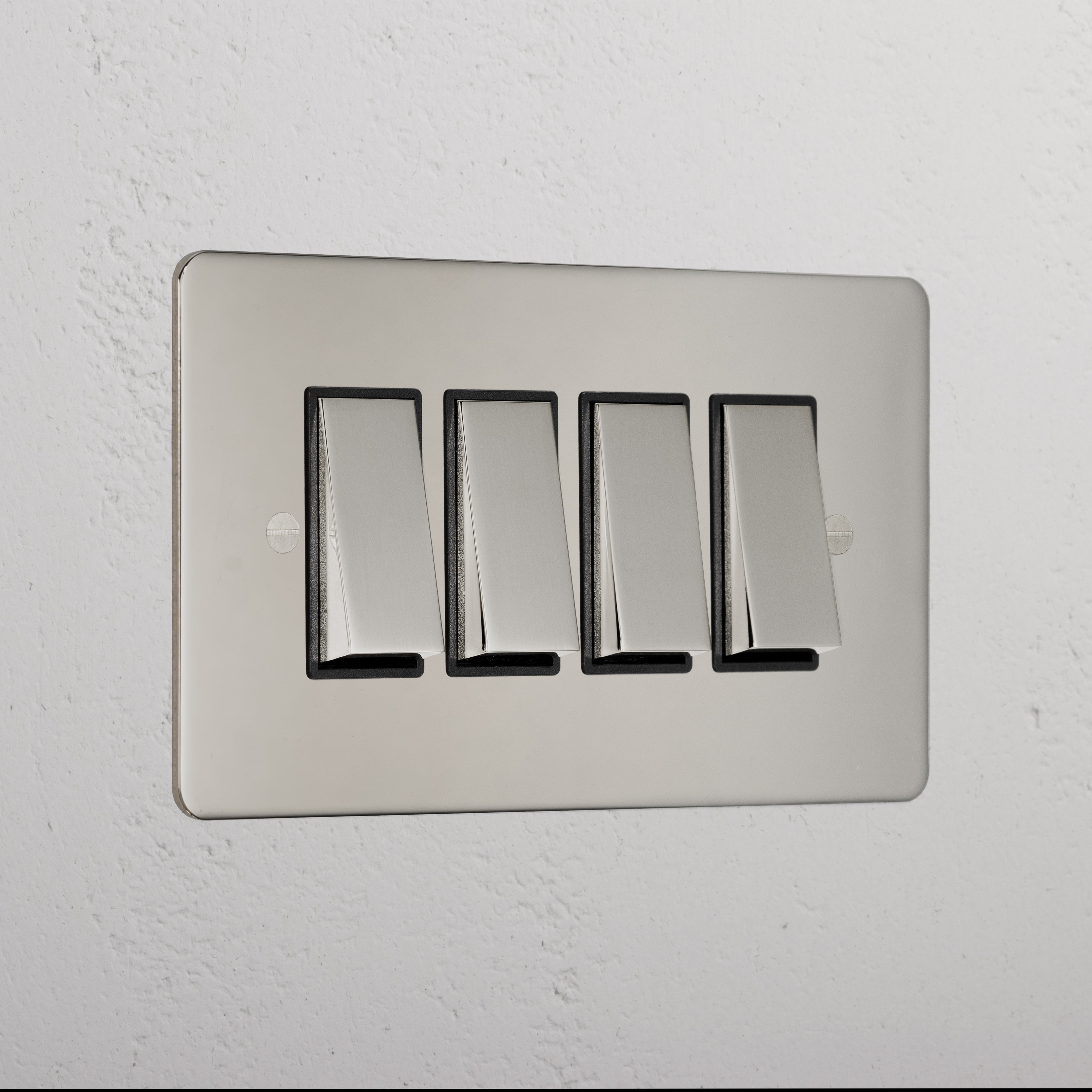 4G Two Way Rocker Switch - Polished Nickel Black