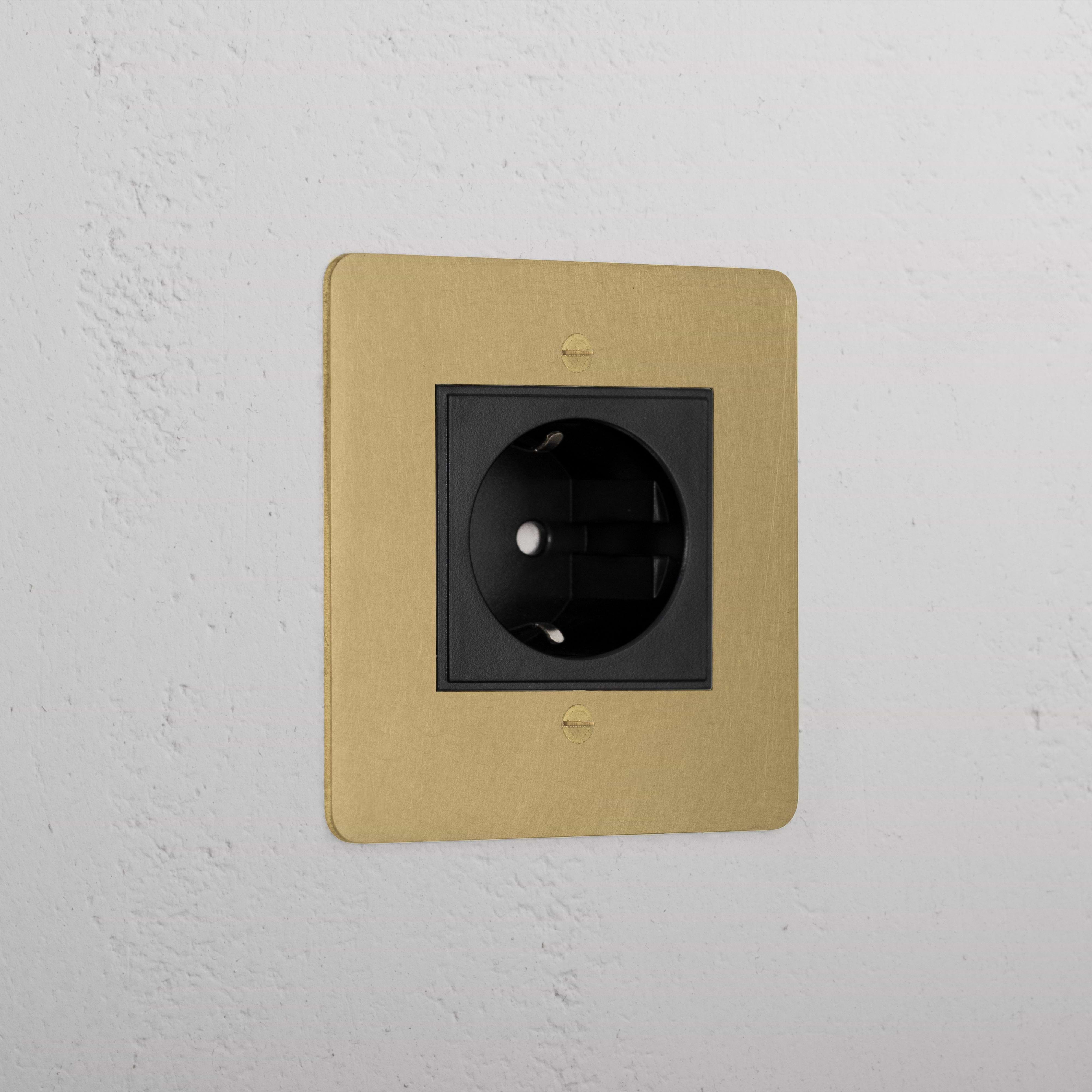 Premium Antique Brass Shuko Socket Black