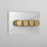 Clear Antique Brass 4 Gang 2 Way Dimmer Elegant Light Switch