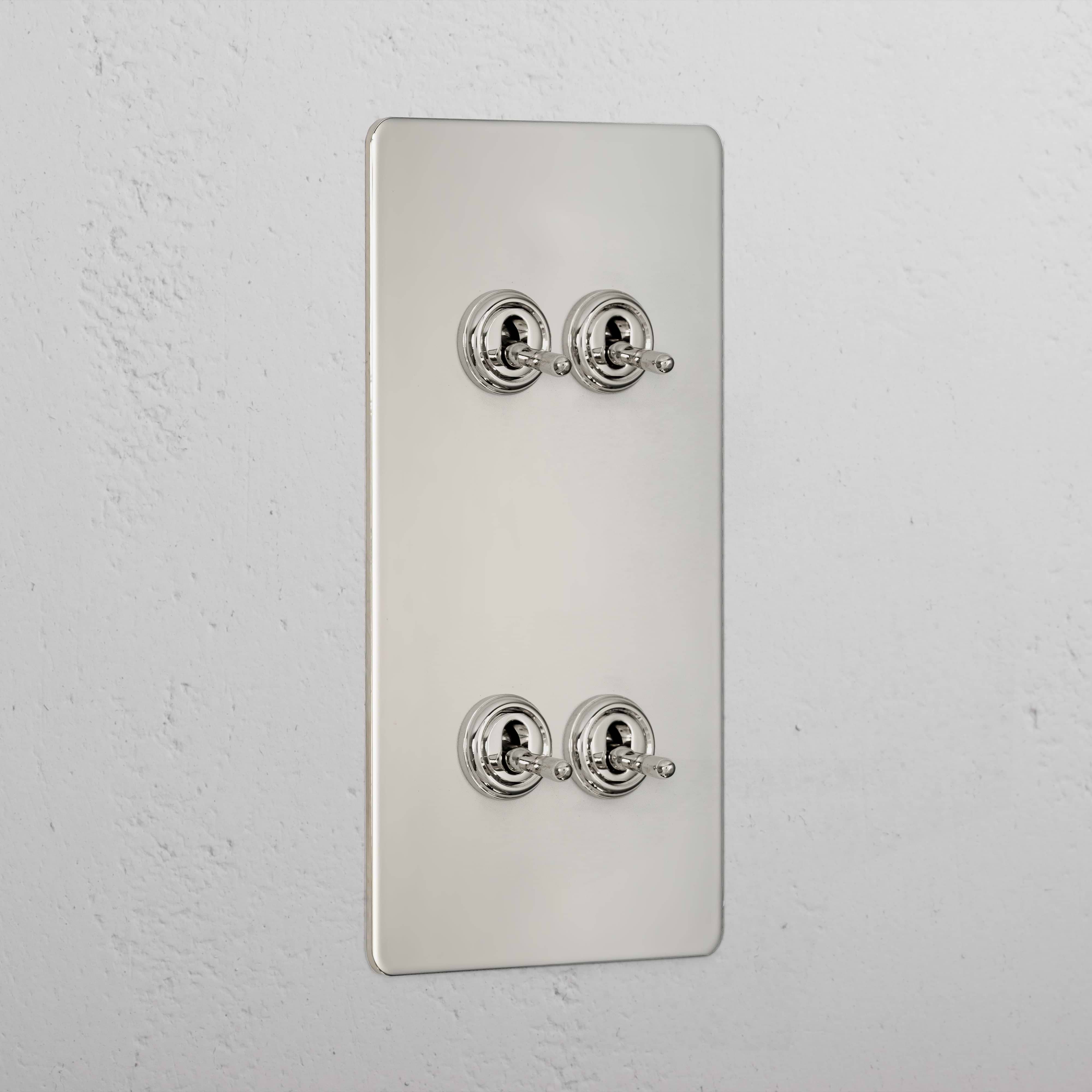 4G Vertical Two Way Toggle Switch - Polished Nickel  