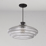 Brookfield Large Pendant Light Fluted Glass - Bronze