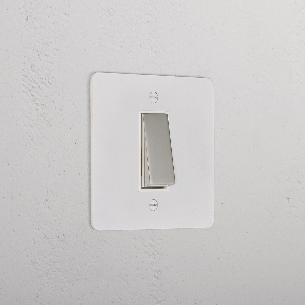 1G Retractive Rocker Switch _ Paintable Polished Nickel White