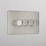 Premium Polished Nickel 4 Gang 2 Way Dimmer Light Switch