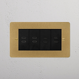 8x USB-C Socket - Antique Brass Black