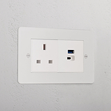 13A Socket + USB A+C Fast Charge _ Paintable White