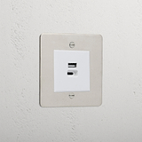 Luxury Polished Nickel Usb A+C Socket Fast Charge White