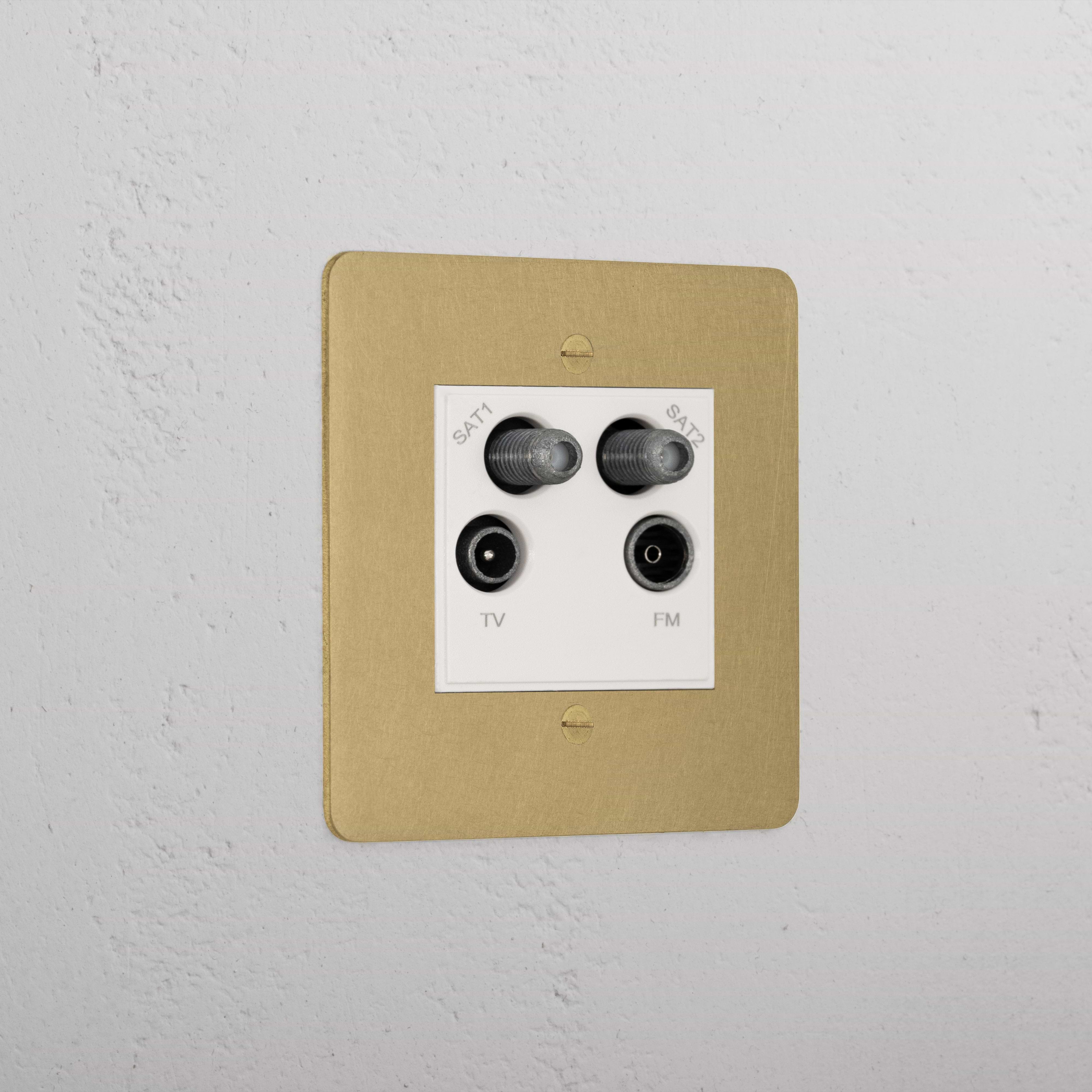 Luxury Antique Brass Aerial Socket White