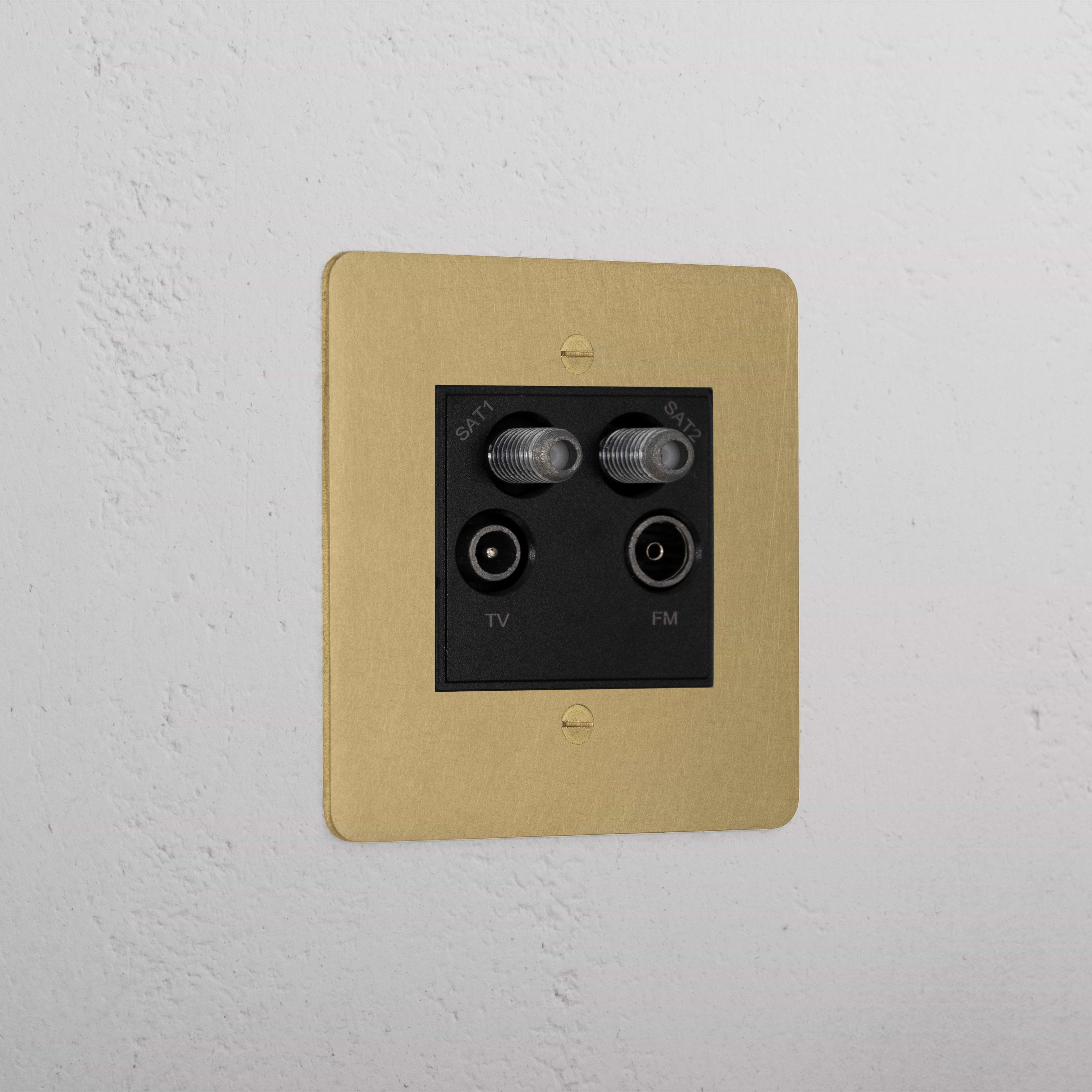 Luxury Antique Brass Aerial Socket Black