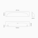164mm elm cup handle dimensions