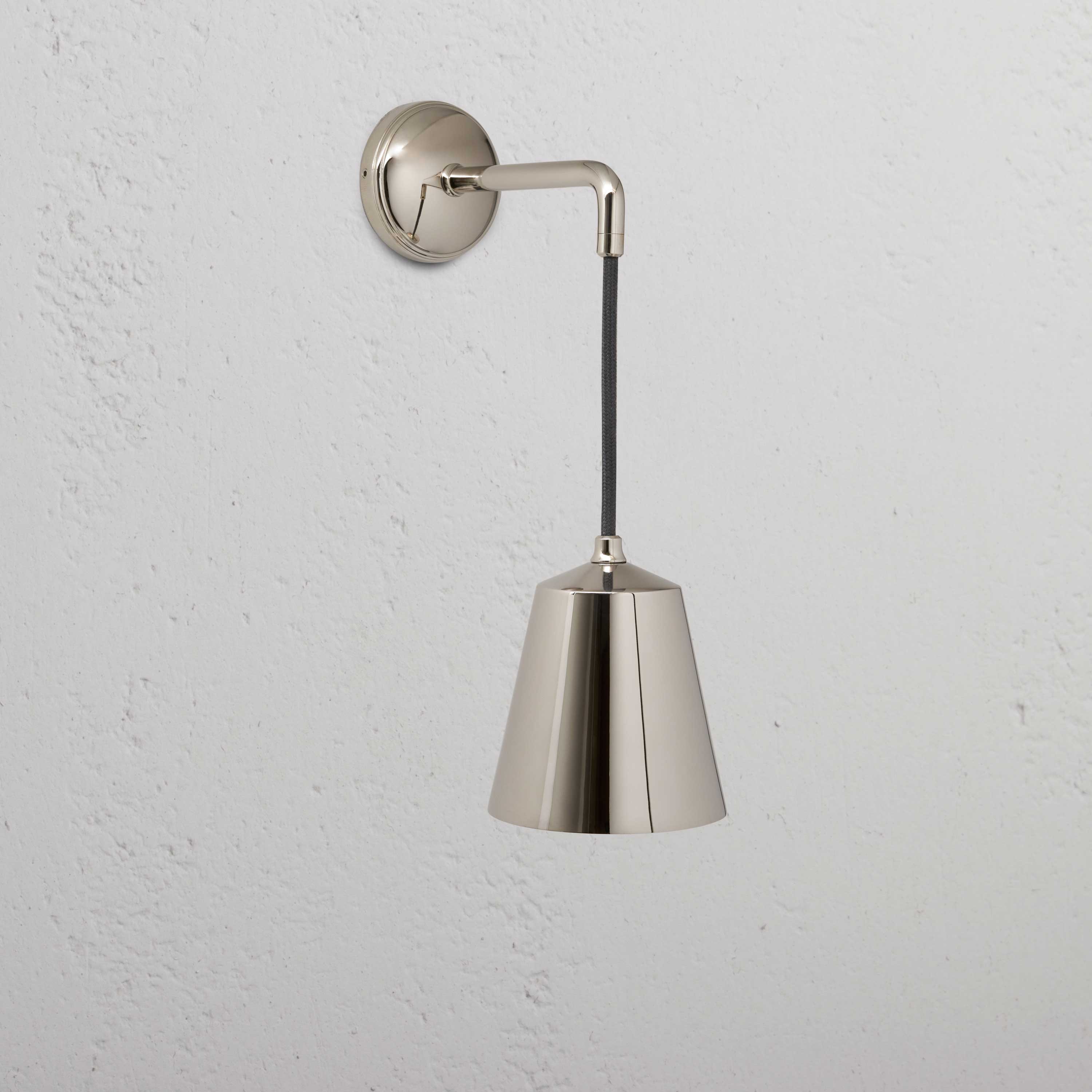 Polished Nickel Hanging Wall Light With Polished Nickel Solid Brass Shade