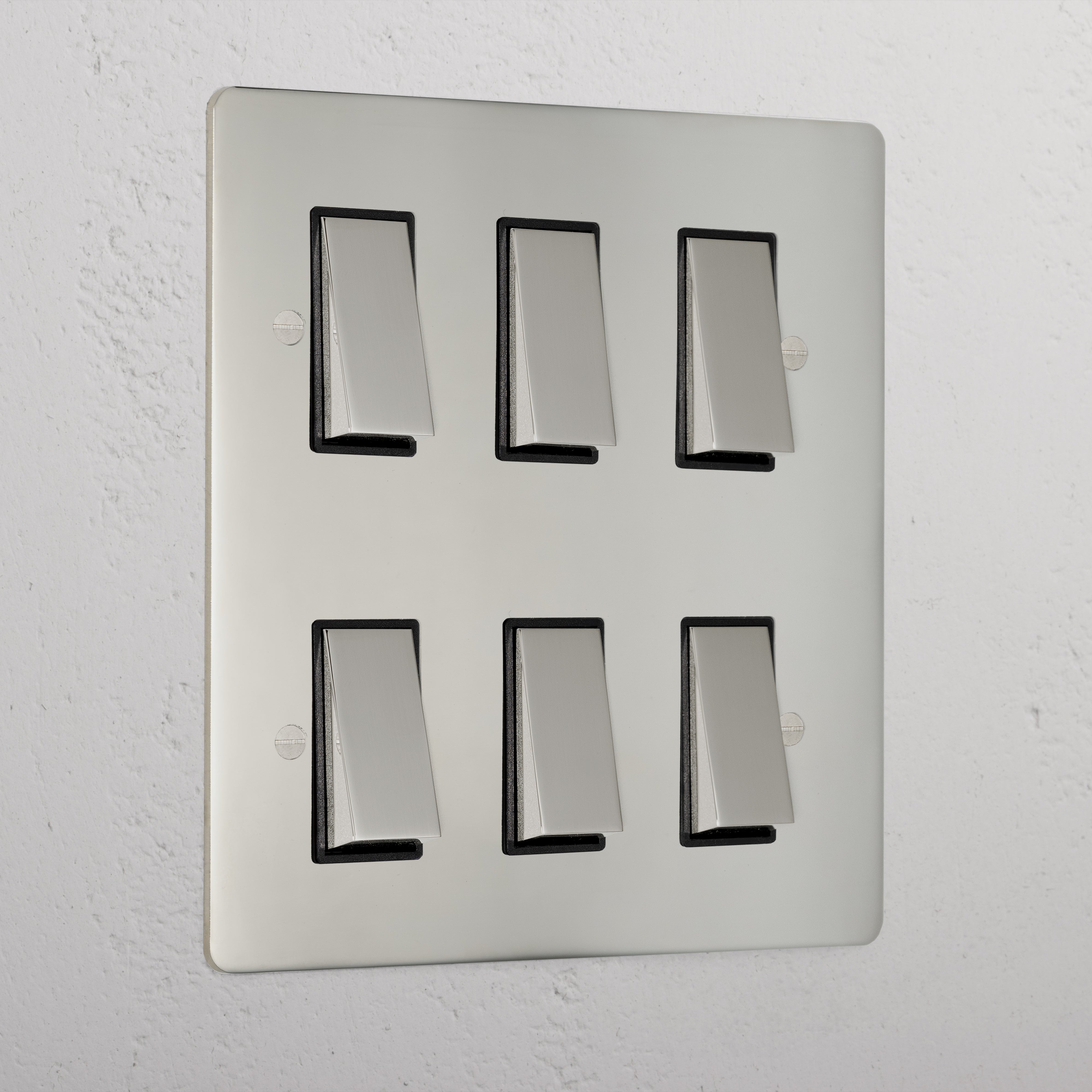 6G Two Way Rocker Switch - Polished Nickel Black