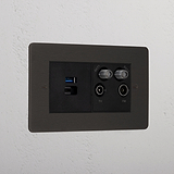 Bronze Luxury Usb A+C Fast Charge And Tv Aerial Socket