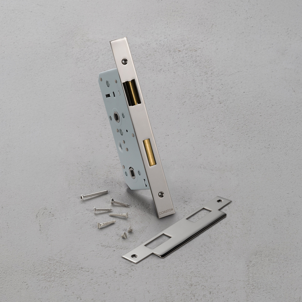 Bathroom Mortice Lock 60mm – Polished Nickel