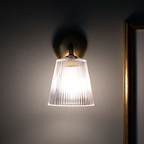 Wall Light Fluted Glass - Antique Brass On Grey Wall