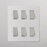6G Two Way Rocker Switch - Paintable Polished Nickel White