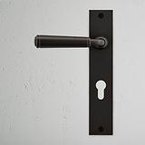 Digby Long Plate Sprung Door Handle & Euro Lock - Bronze  