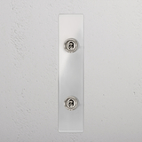 2G Architrave Two Way Toggle Switch - Clear Polished Nickel