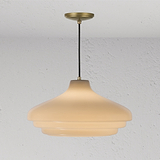 Brookfield Large Pendant Light Opal Glass - Antique Brass