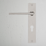 Clayton Long Plate Sprung Door Handle & Euro Lock - Polished Nickel 