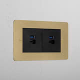 Elegant Antique Brass 2x Usb A+C Fast Charge Socket Black