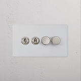 4G Mixed Switch 2T2D - Paintable Polished Nickel