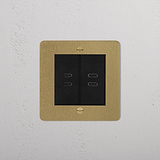 2x USB C+C Socket - Antique Brass Black
