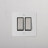 2G Two Way Rocker Switch - Paintable Polished Nickel Black