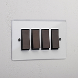 4G Two Way Rocker Switch - Clear Bronze Black