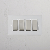 4G Two Way Rocker Switch - Paintable Polished Nickel White