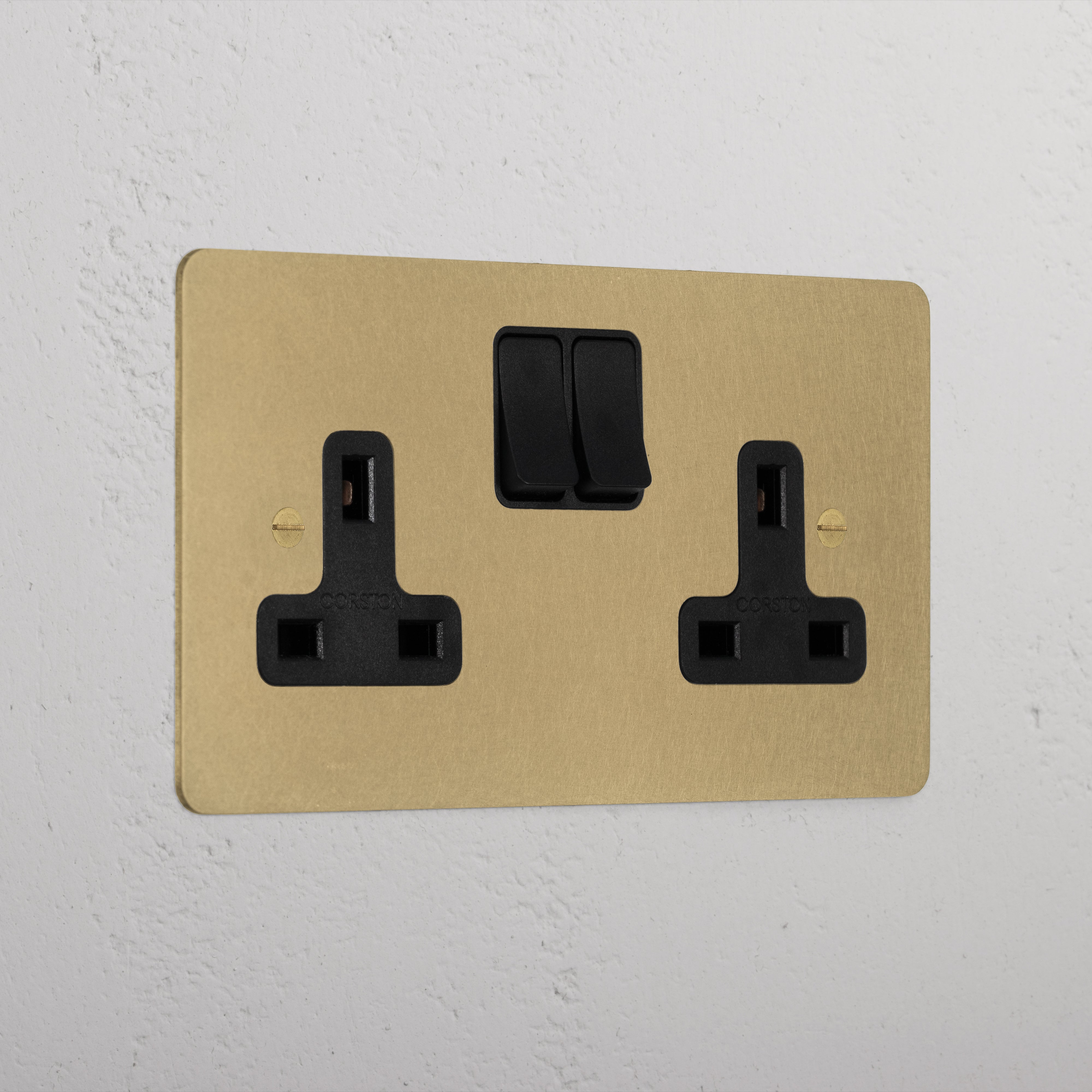 Luxury Antique Brass Double Socket Uk Black