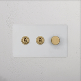 3G Mixed Switch 2T1D - Paintable Antique Brass