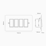 4G Two Way Rocker Switch - Polished Nickel White