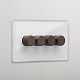 Clear Bronze 4 Gang 2 Way Designer Dimmer Light Switch