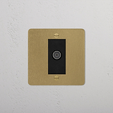 TV Outlet Socket - Antique Brass Black