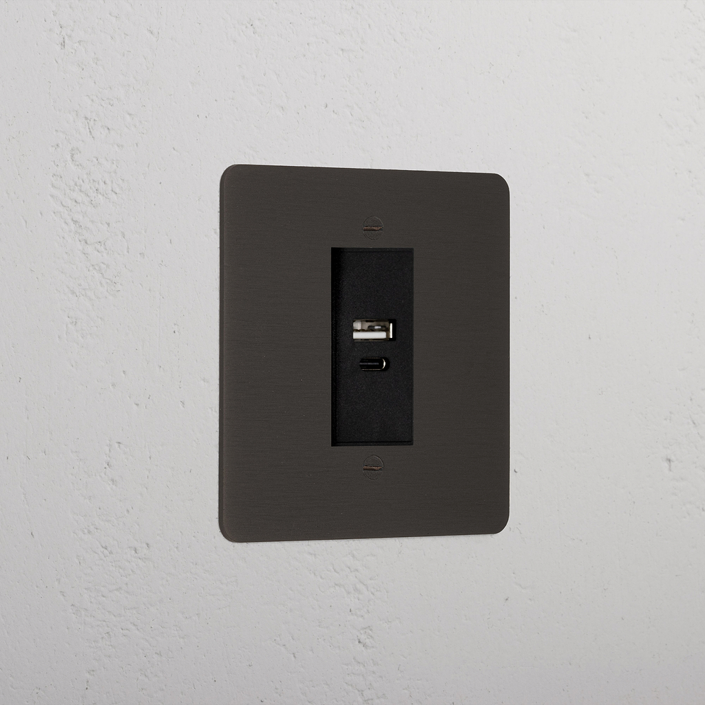 Bronze Designer Usb A+C Socket Black