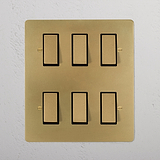 6G Two Way Rocker Switch - Antique Brass Black