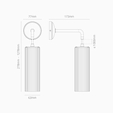 Claremont Small Hanging Wall Light Fluted Glass - Polished Nickel