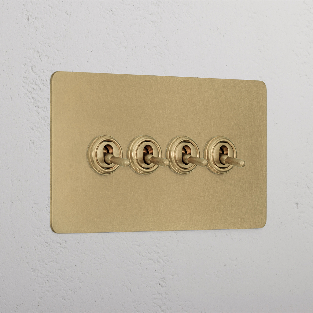 Premium Antique Brass 4 Gang 2 Way Toggle Light Switch